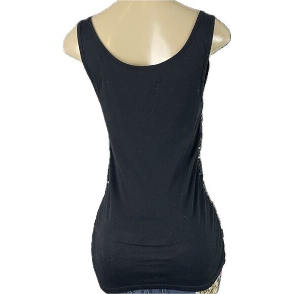 Old Navy L Black Sequin Front Scoop Neckline Cotton Blend Tank Top - Picture 4 of 6